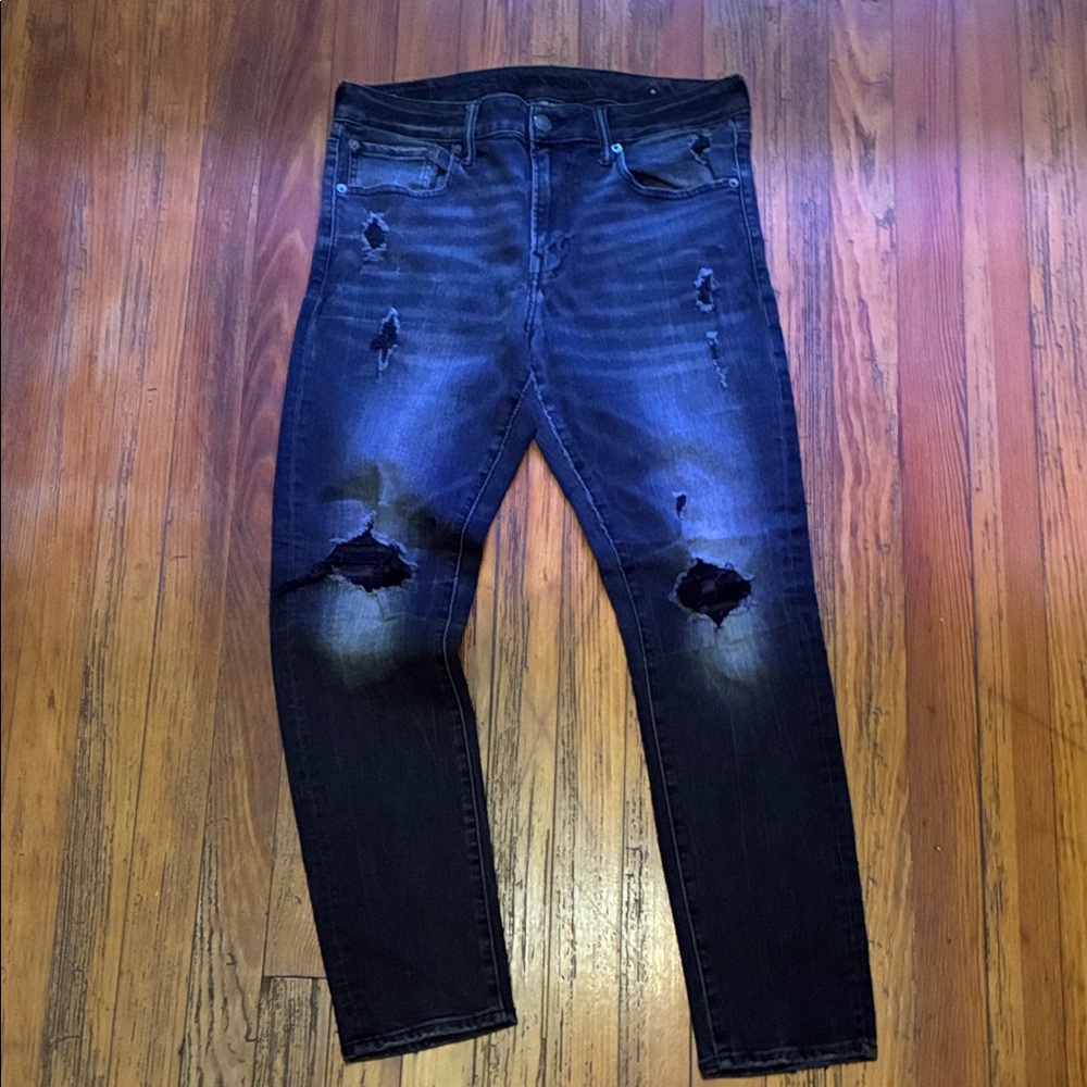 American Eagle Outfitters Men's Distressed Dark Jeans